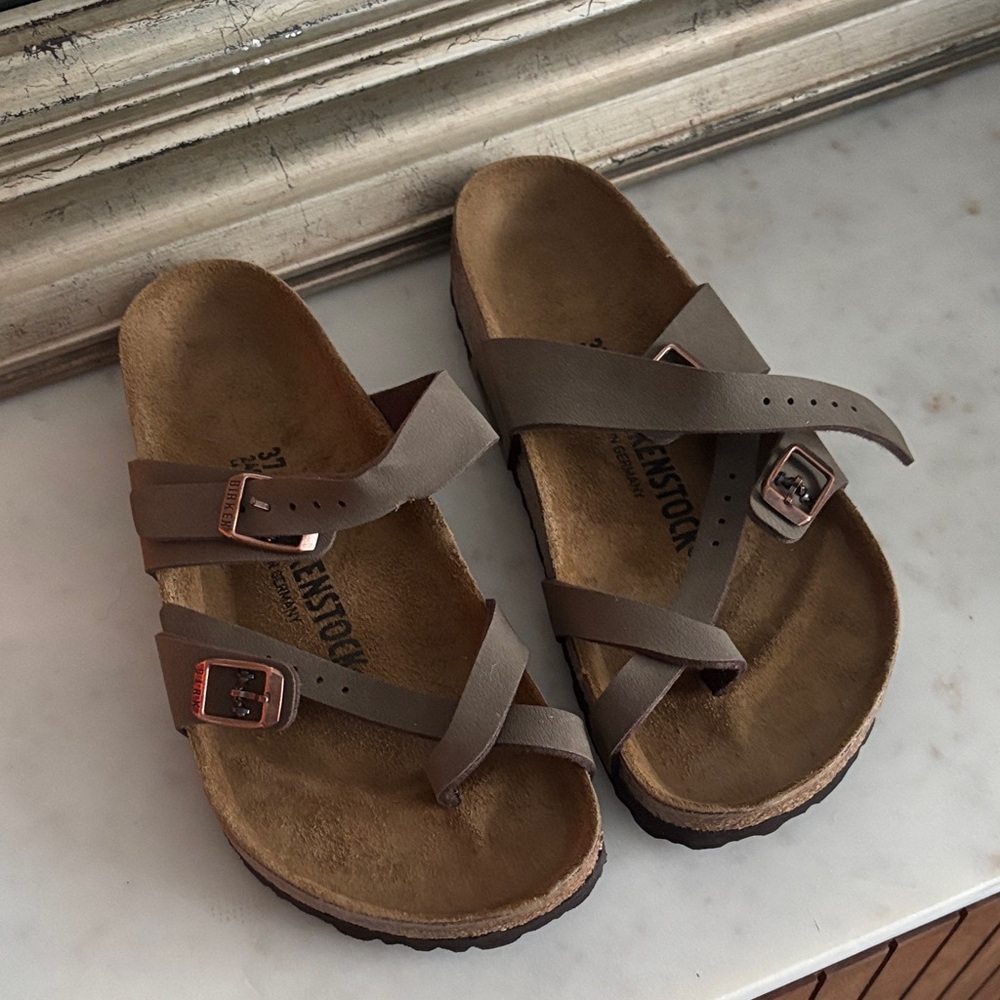 Birkenstock Taupe Cross-Strap Sandals